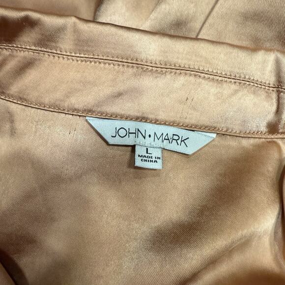 NWT John Mark Satin Woven Button Front Point Collar Long Sleeve Women's Size L - Picture 8 of 11